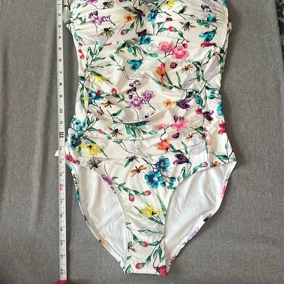 Betsey Johnson One Piece Bandeau Swimsuit Botarical Floral print size Med NWT - Picture 5 of 10